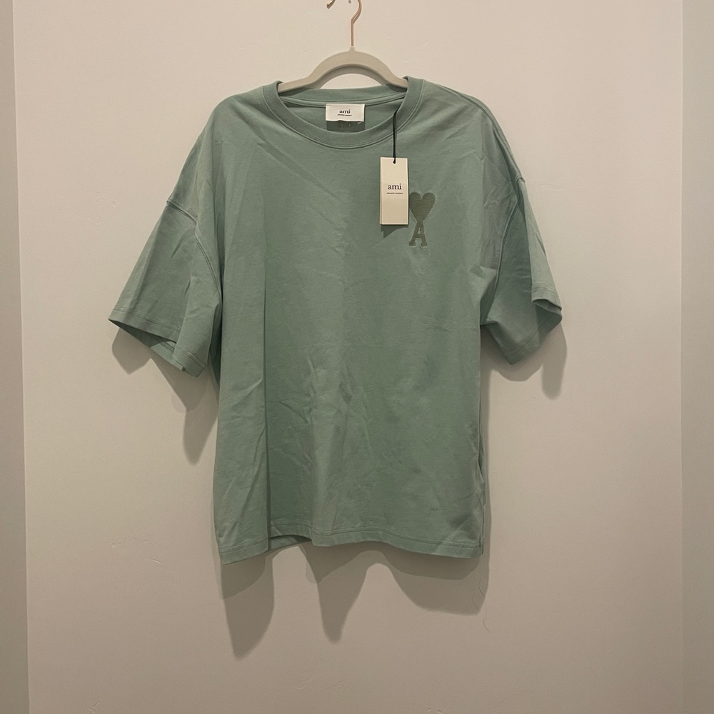 AMI Paris Green Embroidered de Couer T-Shirt
